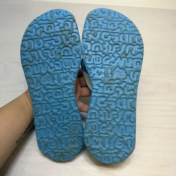 Nike South Beach CELSO Womens 6 Thong Sandal Slip-On Blue White Slide 344087-171 - Picture 8 of 10